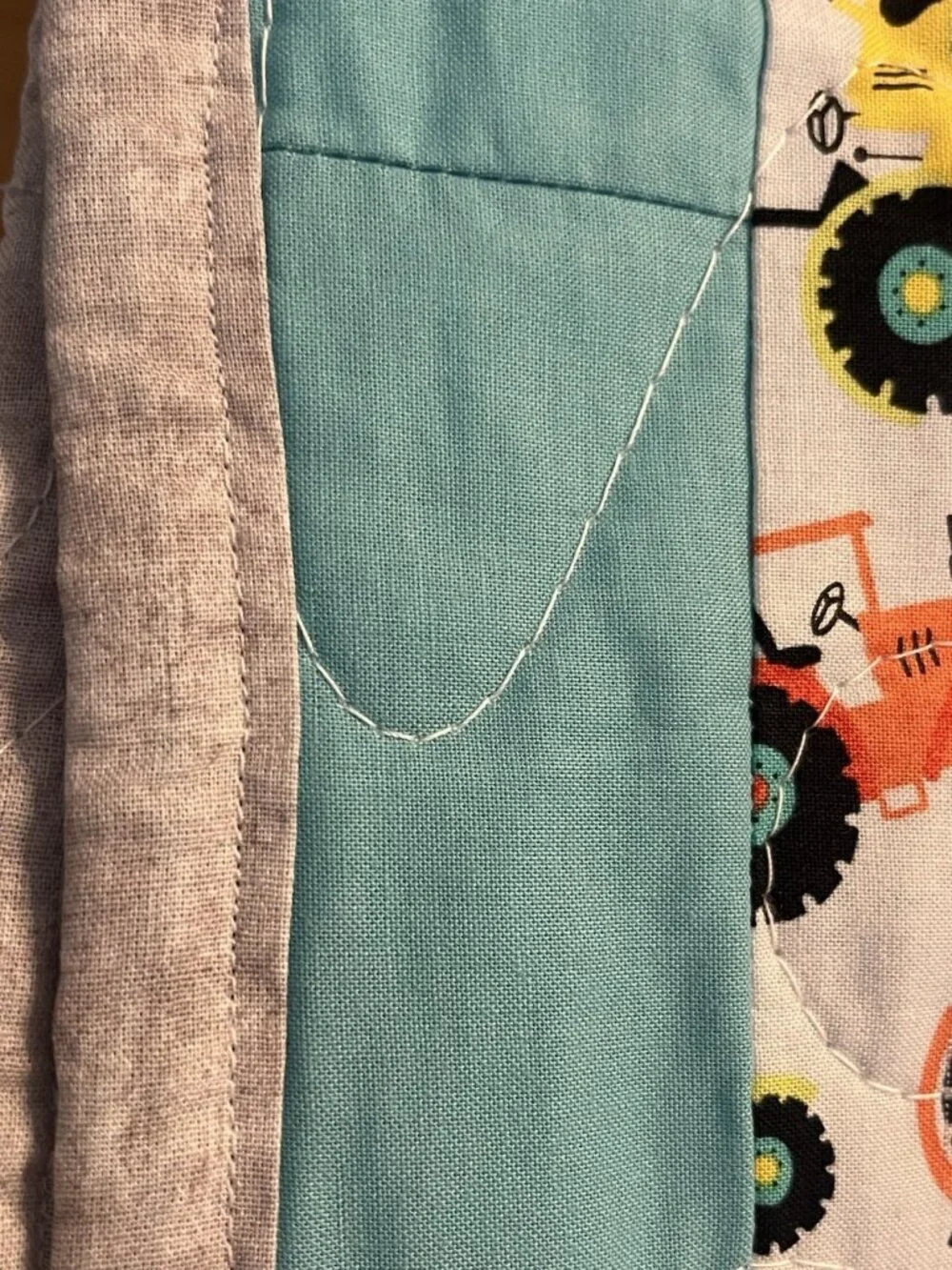 Colorful Tractors Baby Toddler Quilt Handmade Nursery Decor 39” X 50”